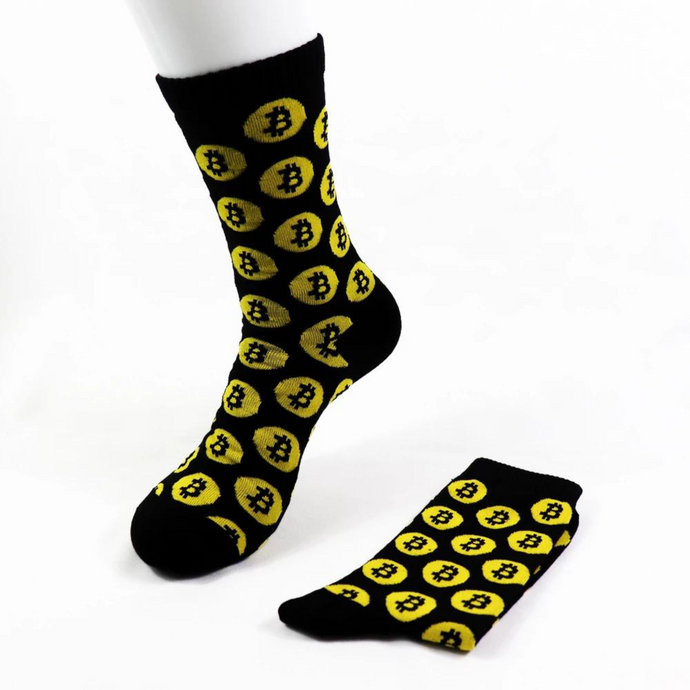 Socken mit Bitcoin Logo